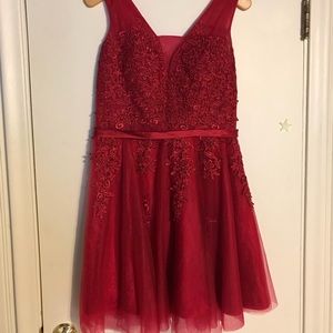 Red lace homecoming/semi formal dress